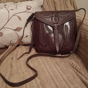 Vintage handmade African leather crossbody